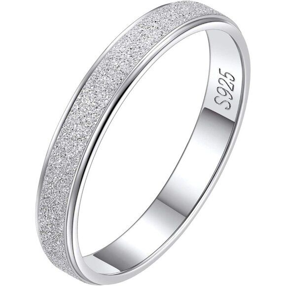 🆕 Women Silver Triple Interlocked Rolling Ring Sterling Textured Thin Stacking - Picture 1 of 9
